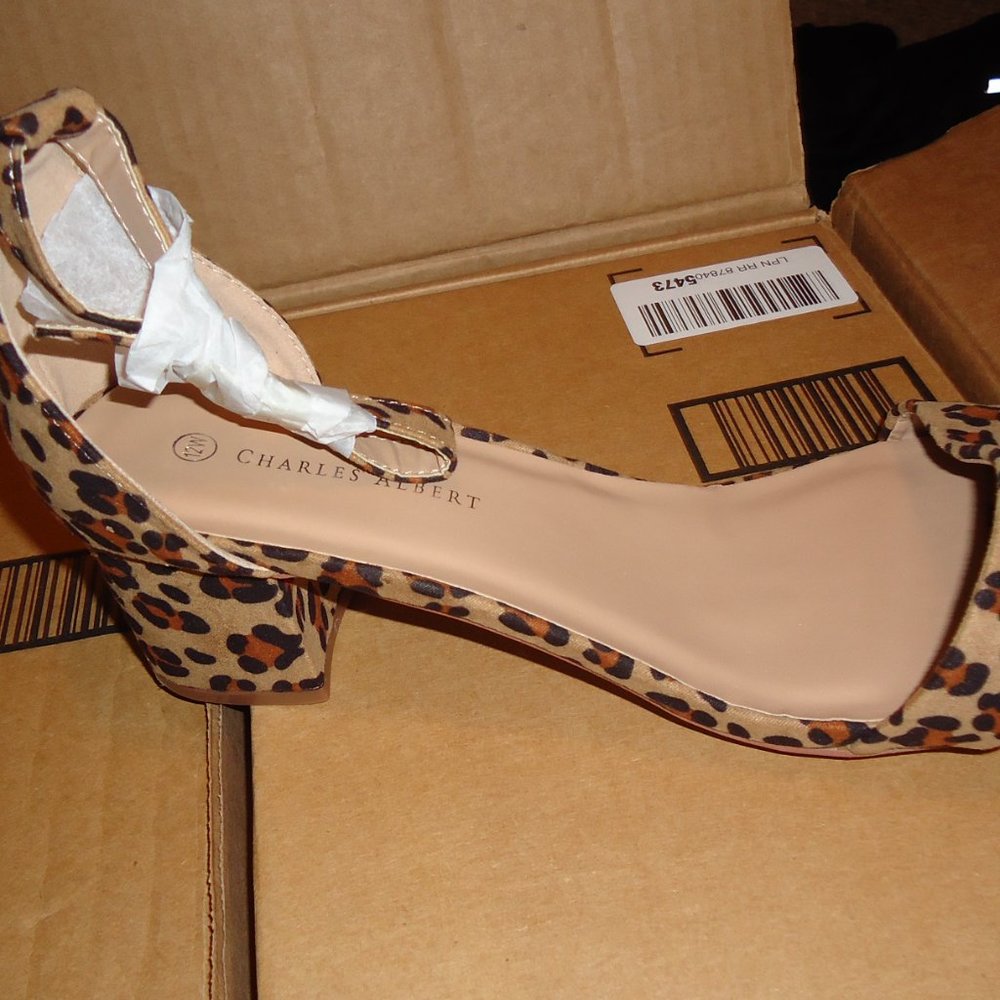 Vegan Faux Suede Leopard Strappy Sandals - Picture 10 of 11